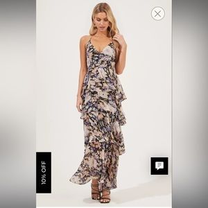 ASTR Rosana Floral Tiered Ruffle Maxi Dress Size Small